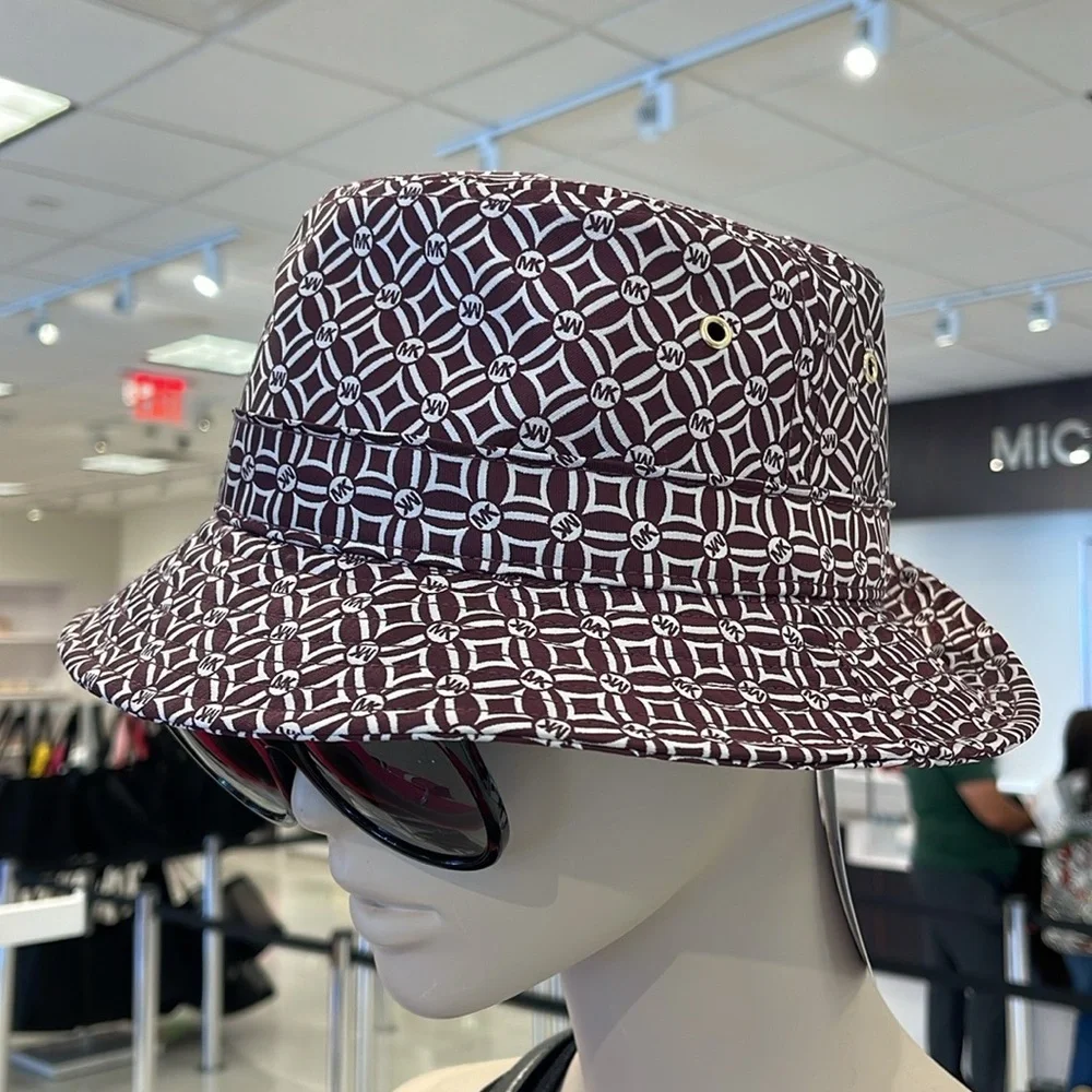Michael Kors Women’s MK Logo Jacquard Bucket Hat OXBLOOD  NWT